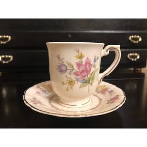 Federal Shape Syracuse China Made in America Demitasse Cup and Saucer Briarcliff